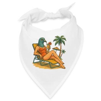 Taubenkopf Pin-Up Kunst: 70er Jahre Stil Illustration - Bandana - Weiß - Vorne