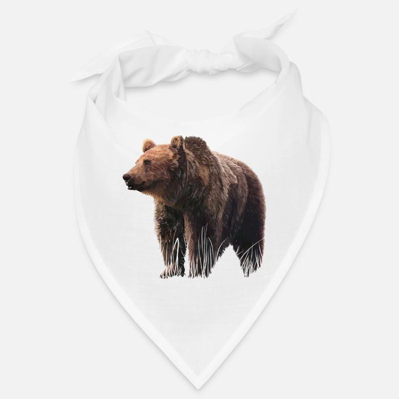 Realistic bear illustration on textile Bandana