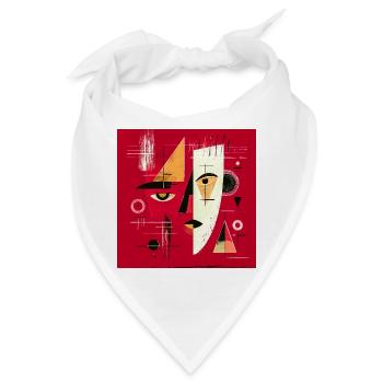 Zeitgenössisches abstraktes Gesicht in Rot - Bandana - Weiß - Vorne