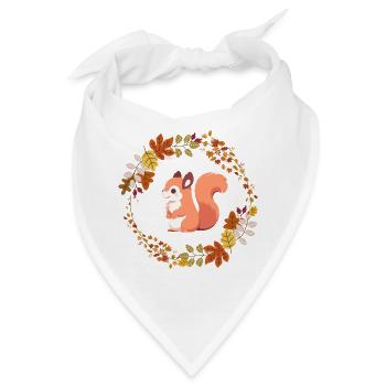 Eichhörnchen im Blätterkranz - Bandana - Weiß - Vorne
