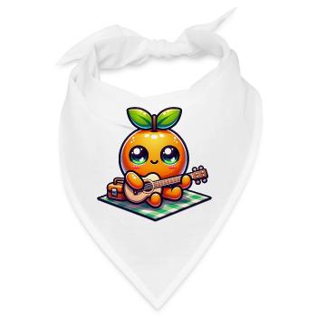 Süße Orange Mit Ukulele Beim Picknick - Bandana - Weiß - Vorne