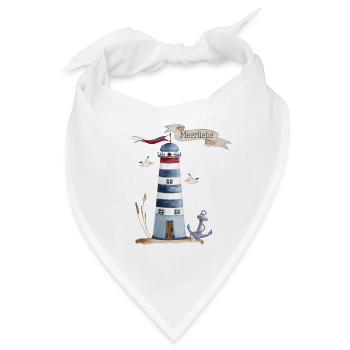 Leuchtturm mit Meerestieren und Banner - Bandana - Weiß - Vorne