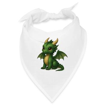 Süßer Smaragd-Drache – Magisches Cartoon-Motiv - Bandana - Weiß - Vorne
