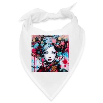 Buntes urbanes Frauenporträt - Bandana - Weiß - Vorne