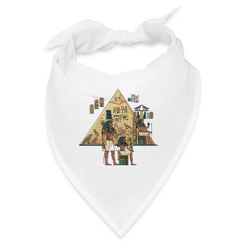 Ägyptische Hieroglyphen und Pharaonenmotif - Bandana - Weiß - Vorne