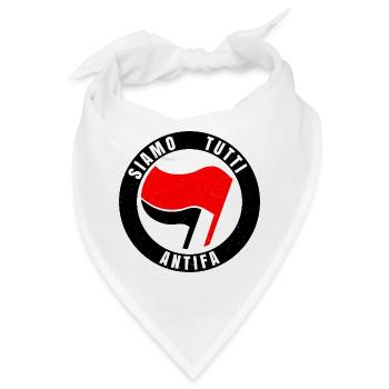 Siamo Tutti Antifa Antifaschismus Flagge Symbol - Bandana - Weiß - Vorne
