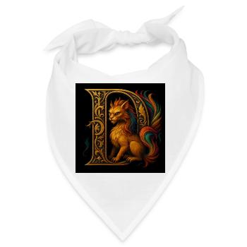D - Magisches Ornament mit katzenartigem Wesen - Bandana - Weiß - Vorne