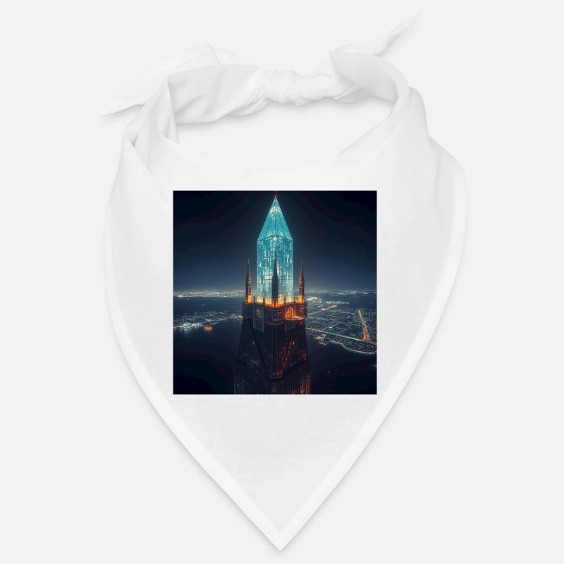 Glowing skyscraper at night Bandana