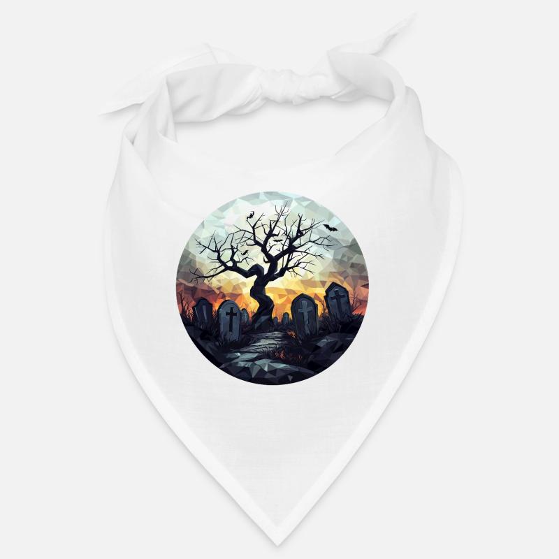 Spooky cemetery with gnarled tree Bandana