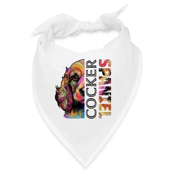 Farbenfroher Cocker Spaniel - Bandana - Weiß - Vorne