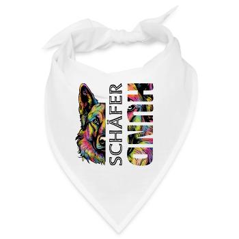 Bunter  Schäferhund - Bandana - Weiß - Vorne
