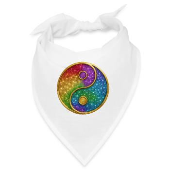 Regenbogen-Yin-Yang mit funkelnden Sternen - Bandana - Weiß - Vorne