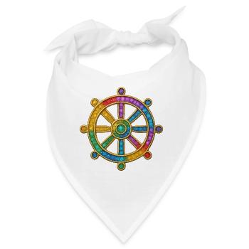 Bunter Steuerrad  Dharma-Rad_-Buddhismus - Bandana - Weiß - Vorne