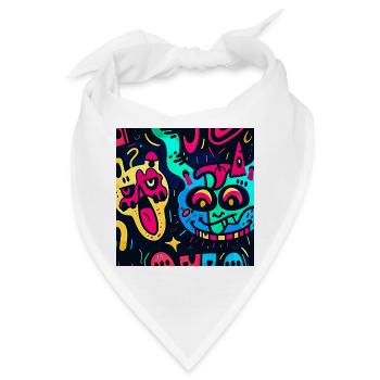 Illustration mit bunten Monstern - Bandana - Weiß - Vorne