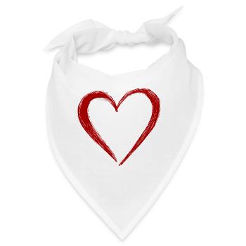 Süßes Hand Gezeichnetes Rotes Herz - Bandana - Weiß - Vorne