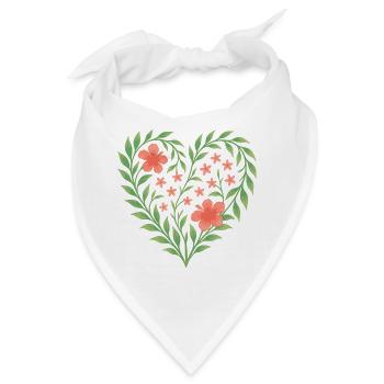 Blumenherz mit zarten roten Blüten - Bandana - Weiß - Vorne