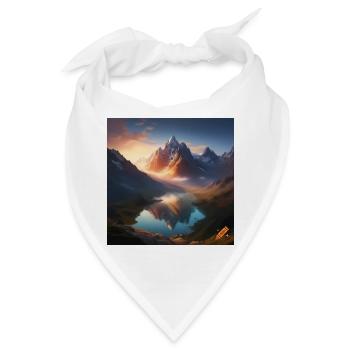 Schneebedeckte Berge bei Sonnenuntergang - Bandana - Weiß - Vorne
