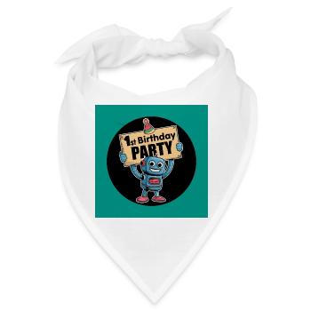Robotischer 1. Geburtstag Jubelmotiv - Bandana - Weiß - Vorne