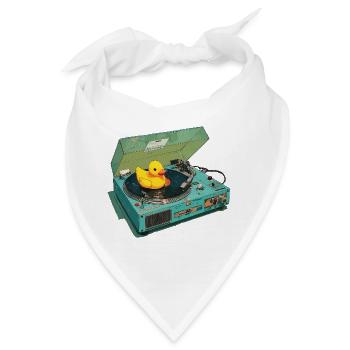 Gummiente auf Plattenspieler - Bandana - Weiß - Vorne