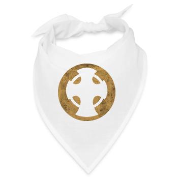 Abbildung des goldenen Kreises des Nowgorod-Kreuzes - Bandana - Weiß - Vorne