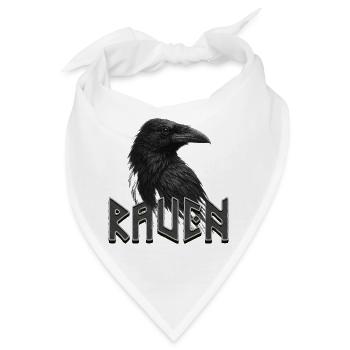 Dunkler Rabe mit Runen-Schriftzug - Bandana - Weiß - Vorne