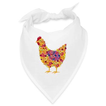 Blumenhuhn Bunt Farbenspiel - Bandana - Weiß - Vorne