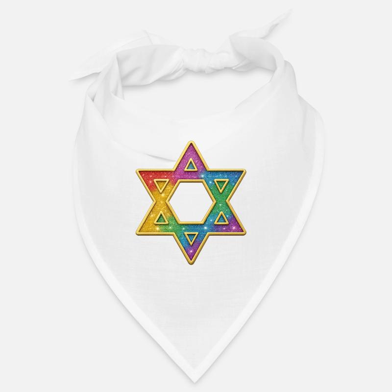 Davidstern | Regenbogen Glitzer Davidstern - Bandana - Weiß