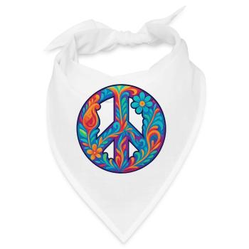 Blumenmuster Friedenssymbol Design - Bandana - Weiß - Vorne