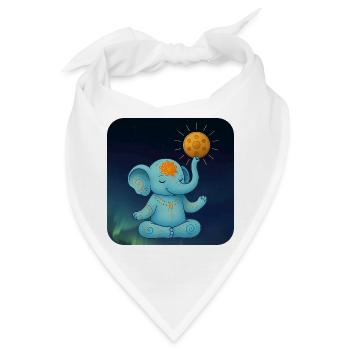 Yoga Elefant mit Handpan Sonne - Bandana - Weiß - Vorne