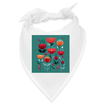 Abstrakte Blumen in leuchtenden Farben - Bandana - Weiß - Vorne