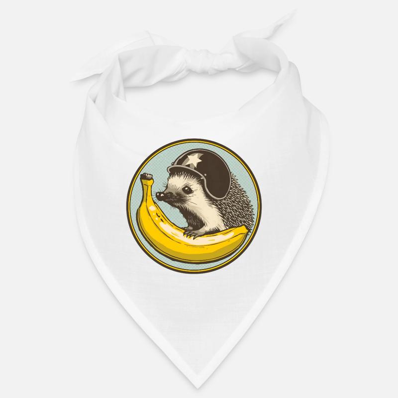 Igel mit Helmmotiv und Banane Bandana