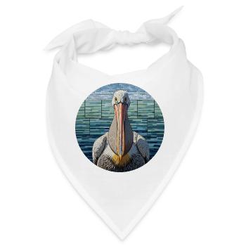 Mosaik Pelikan Porträt – Maritimes Glasmosaik Desi - Bandana - Weiß - Vorne