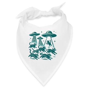 Alien Ufos Ufo Katze Katzen beamen retro Geschenk - Bandana - Weiß - Vorne