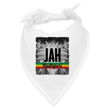 JAH Rastafari Symbol mit Farbband - Bandana - Weiß - Vorne