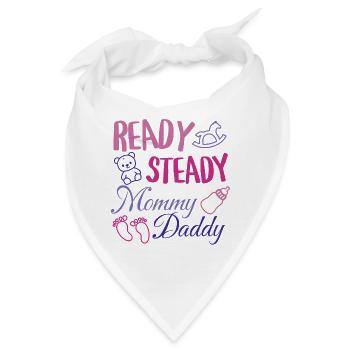 Ready Steady Mama und Papa Baby Shower Design - Bandana - Weiß - Vorne