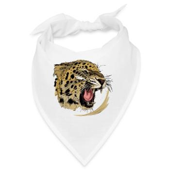 Wildes Raubtier-Design mit Leopardengesicht - Bandana - Weiß - Vorne