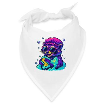 Neon Waschbär - Bandana - Weiß - Vorne