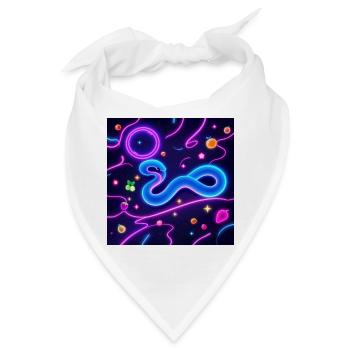 Leuchtende Neon-Schlange mit Fruchtmotiven - Bandana - Weiß - Vorne