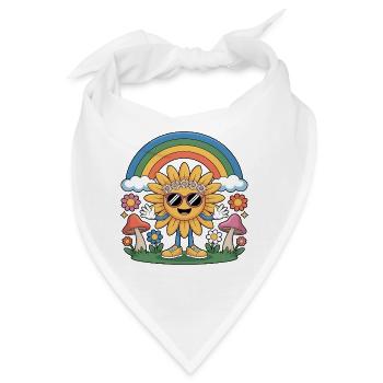 Hippie - Sonnenblume Regenbogen - Bandana - Weiß - Vorne