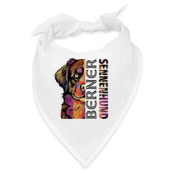 Farbenfroher Berner Sennenhund - Bandana - Weiß - Vorne