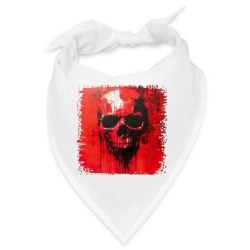 Dunkler Skull Kunstdruck - Bandana - Weiß - Vorne