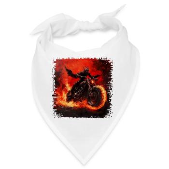 Dämonischer Motorradfahrer in Flammen - Bandana - Weiß - Vorne