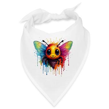 Bunte Bienen-Kunst  - Bandana - Weiß - Vorne