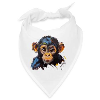 Ausdrucksstarker Affenbabyporträt Kunstdesign - Bandana - Weiß - Vorne