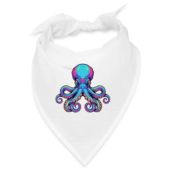 Bunte Oktopus-Illustration mit Neon-Akzenten - Bandana - Weiß - Vorne