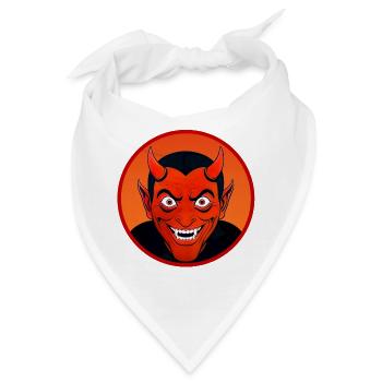 Dämonischer Teufelskopf mit Horn - Bandana - Weiß - Vorne