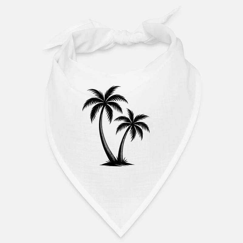 Tropical palm trees silhouette on black Bandana