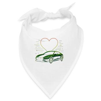 Leuchtendes Sportauto mit Herz - Bandana - Weiß - Vorne
