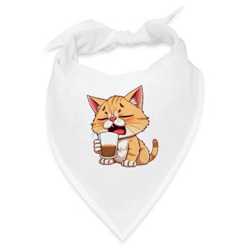 Kuschelkatze Katze bei Kaffee - Noch nicht wach - Bandana - Weiß - Vorne