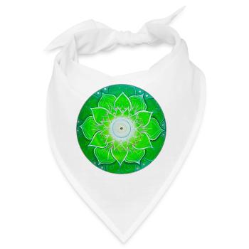 Leuchtendes grünes Mandala mit grünen Blättern - Bandana - Weiß - Vorne